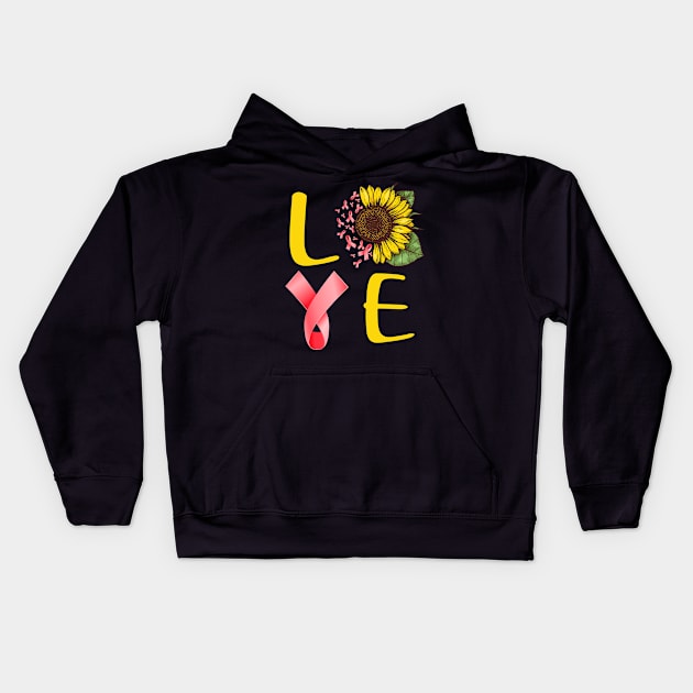 love hiv sunflower Kids Hoodie by TeesCircle